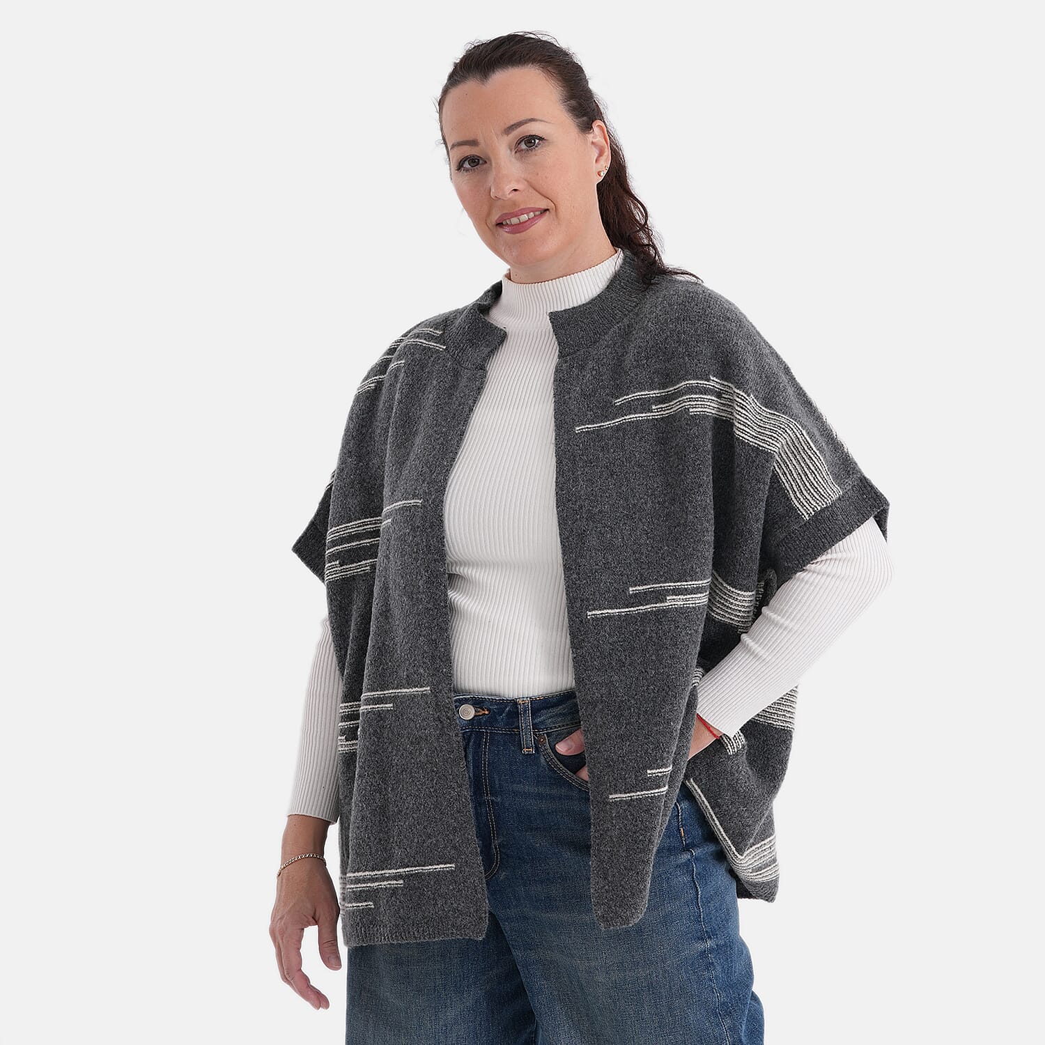 La Marey Soft High-Neck Cardigan (Fits UK 8-20) - Warm Grey