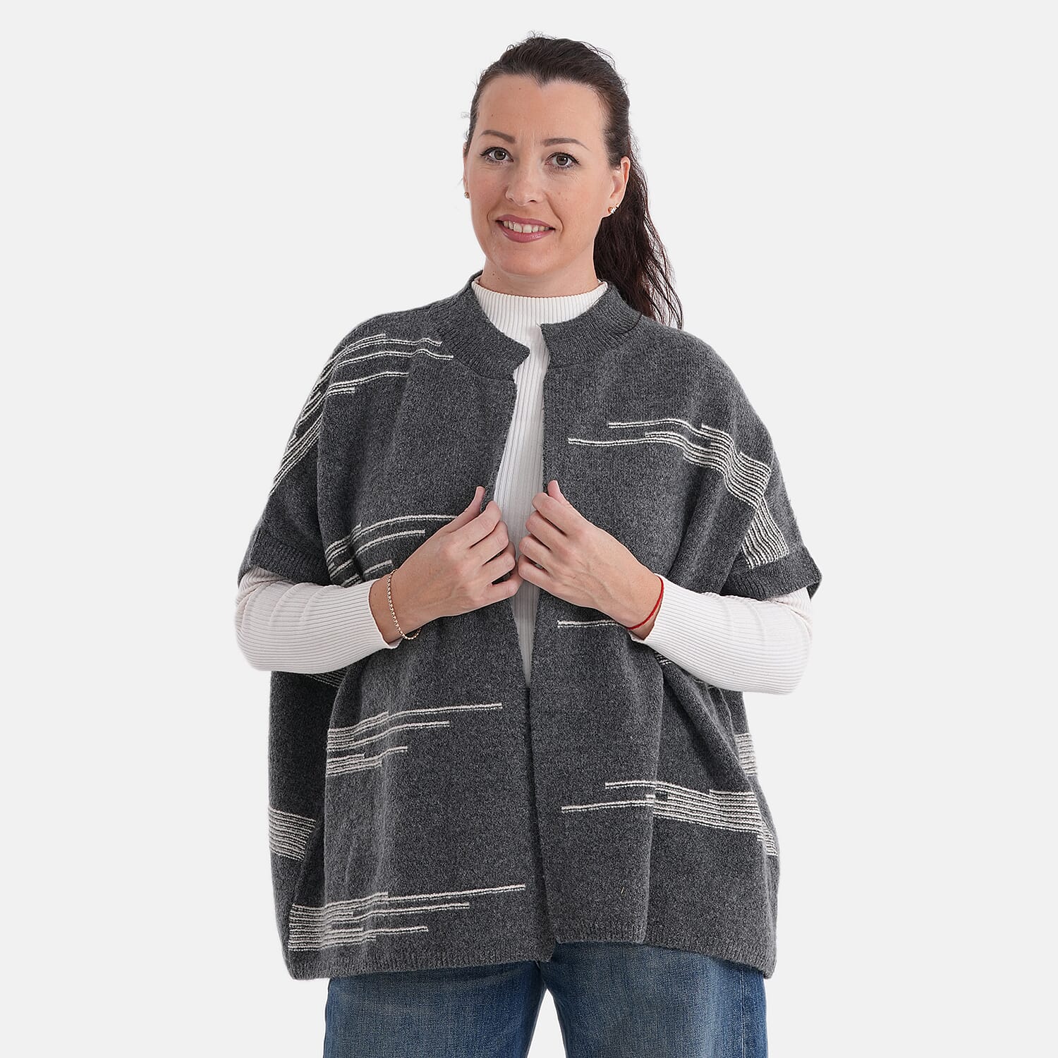 La Marey Soft High-Neck Cardigan (Fits UK 8-20) - Warm Grey