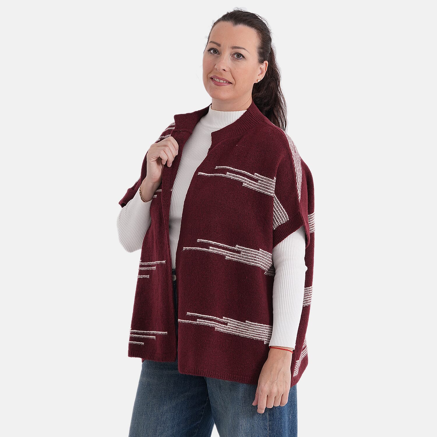 La Marey Soft High-Neck Cardigan (Fits UK 8-20) - Cherry Red