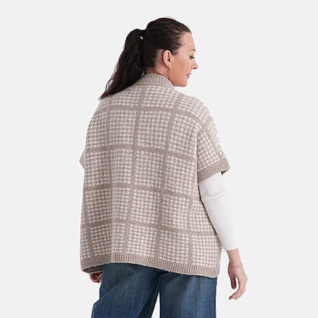 La Marey Soft High-Neck Cardigan (Fits UK 8-20) - Cream & Beige