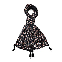 Limited Collection Reversible Floral Shawl (70 x 180 cm) - Black