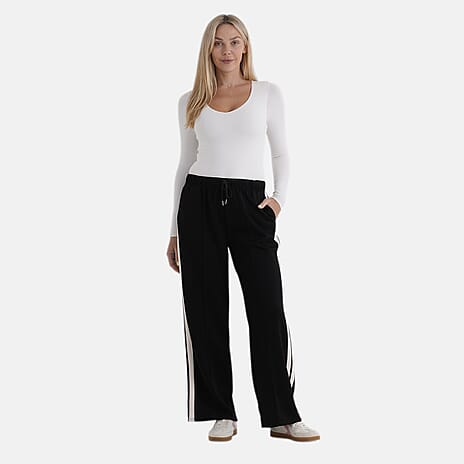 - Maisi Side-Stripe Straight Leg Casual Trouser (Size M) - Black