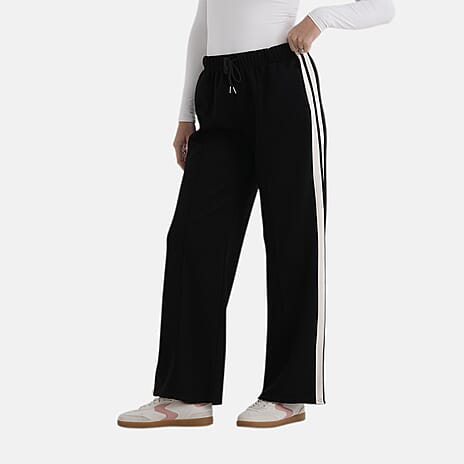 - Maisi Side-Stripe Straight Leg Casual Trouser (Size L) - Black