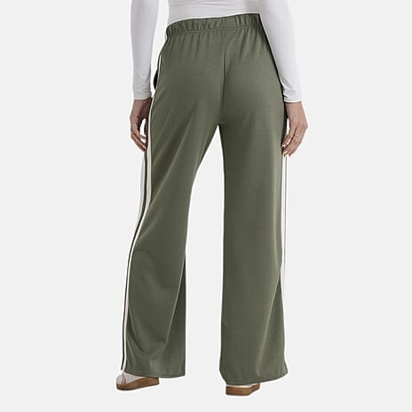 - Maisi Side-Stripe Straight Leg Casual Trouser (Size L) - Olive
