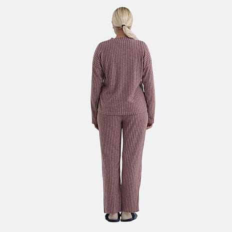 - Maisi Two-Piece Relaxed Fit Ribbed Loungewear Set (Size 16 To 18) - Pink