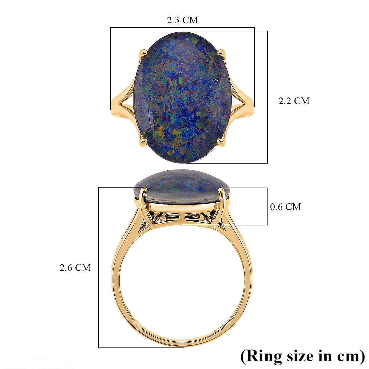 Luxoro 9K Yellow Gold AAA Boulder Opal Triplet Solitaire Ring, Gold Wt.2.8 Gms  0.710  Ct.