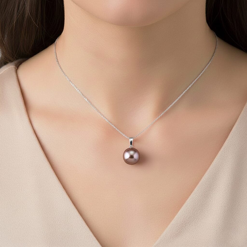 9K White Gold Multi Colour Edison Pearl Pendant 8.00 Ct.