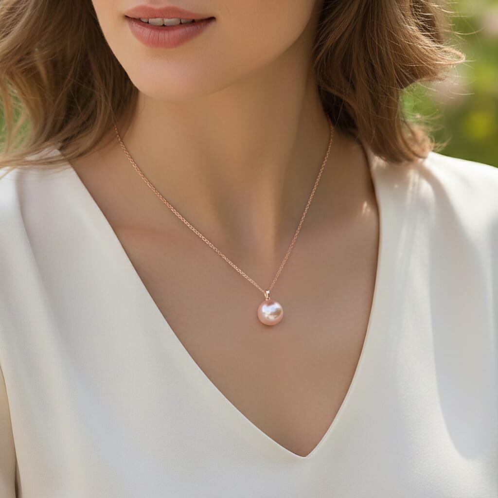 9K Rose Gold Multi Colour Edison Pearl Pendant 8.00 Ct.