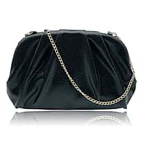 Soft Cloud Pouch Clutch Bag with Shoulder Chain Strap (115 Cm) - Black
