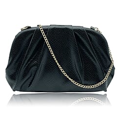 Soft Cloud Pouch Clutch Bag with Shoulder Chain Strap (115 Cm) - Black
