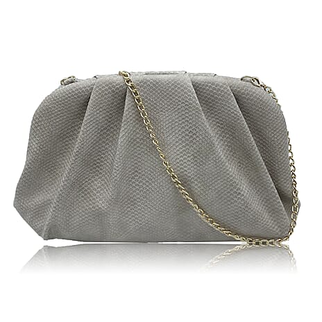 Soft Cloud Pouch Clutch Bag with Chain Strap - Nude