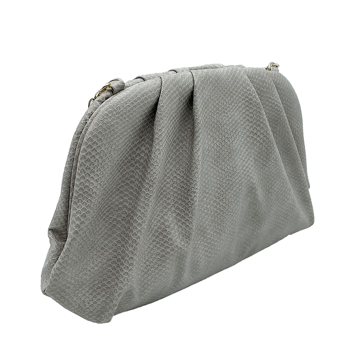 Soft Cloud Pouch Clutch Bag with Shoulder Chain Strap (115 Cm) - Nude