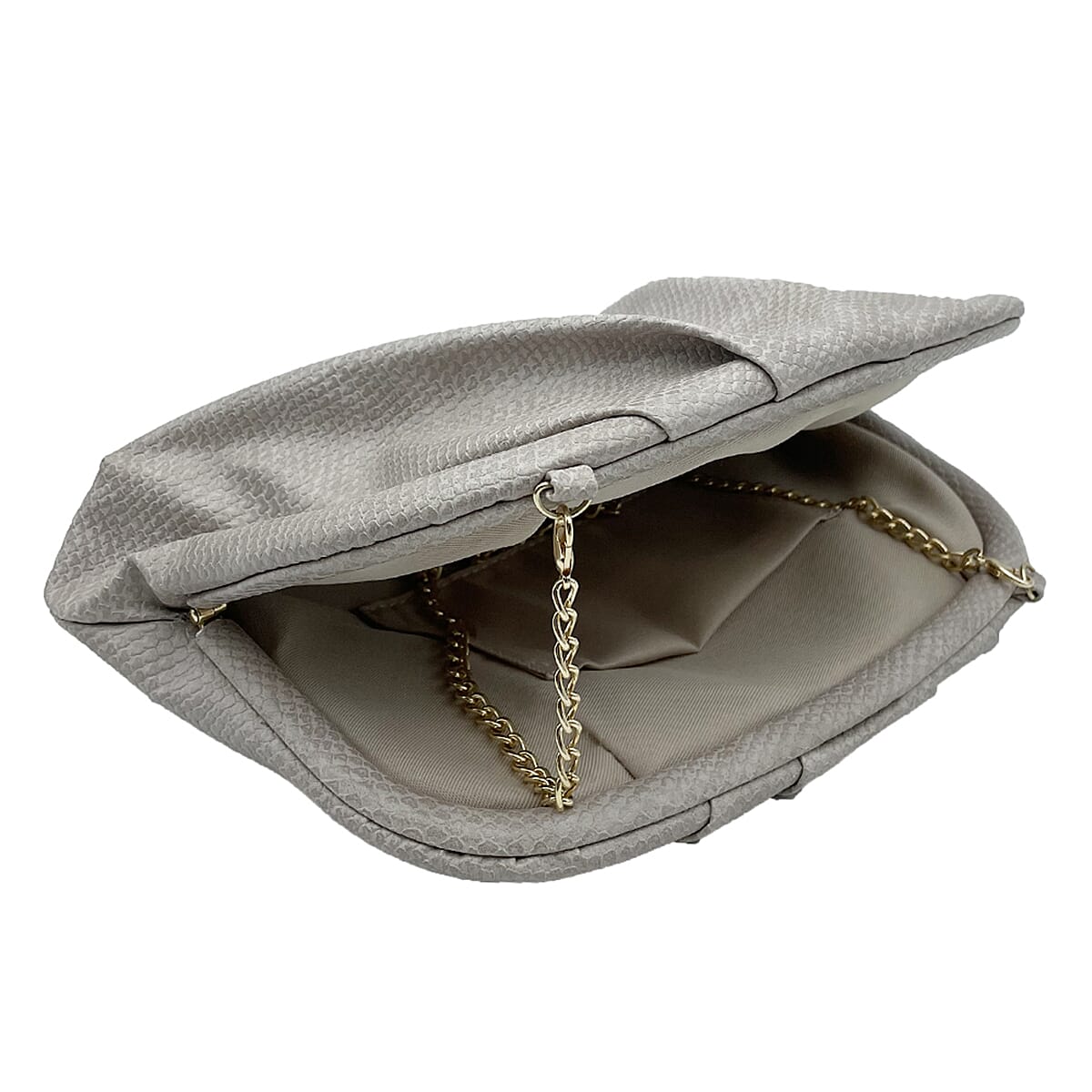 Soft Cloud Pouch Clutch Bag with Shoulder Chain Strap (115 Cm) - Nude