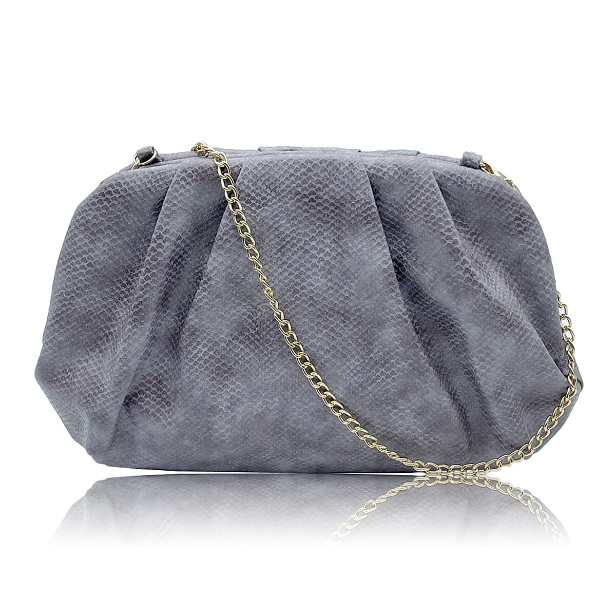 Soft Cloud Pouch Clutch Bag with Shoulder Chain Strap (115 Cm) - Mauve
