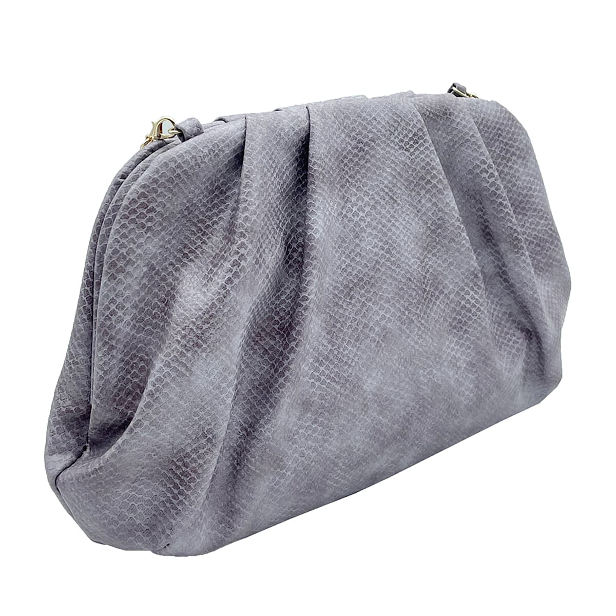 Soft Cloud Pouch Clutch Bag with Shoulder Chain Strap (115 Cm) - Mauve