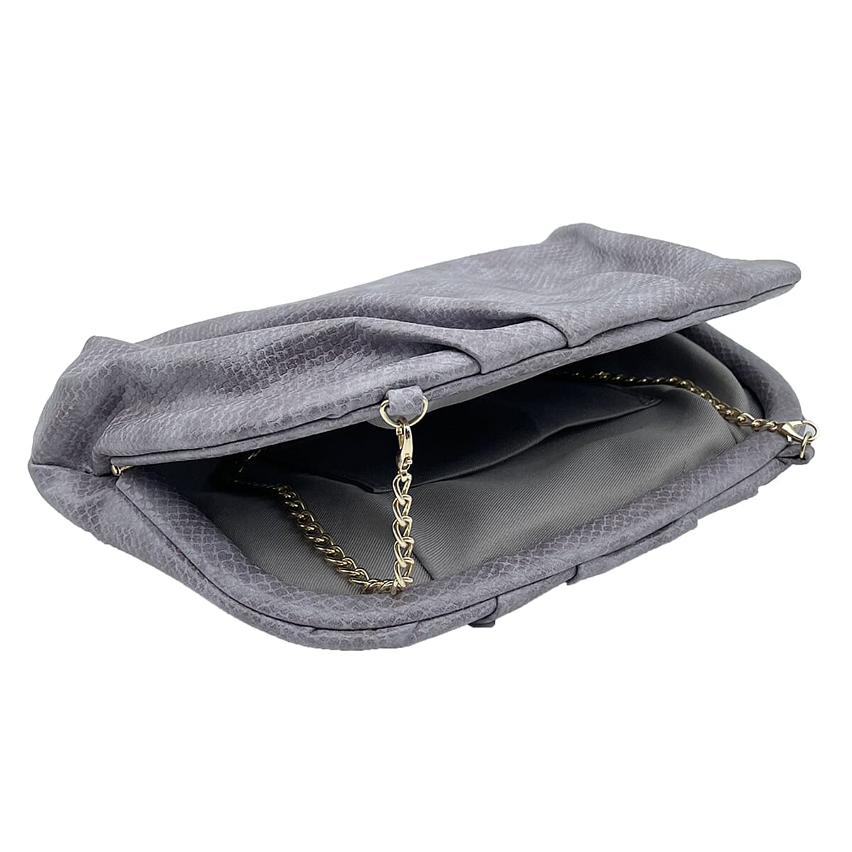 Soft Cloud Pouch Clutch Bag with Shoulder Chain Strap (115 Cm) - Mauve