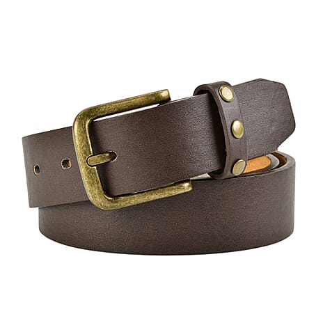 Coastal Ladies Premium Leather Belt With Gold Buckle (Size L) - Brown