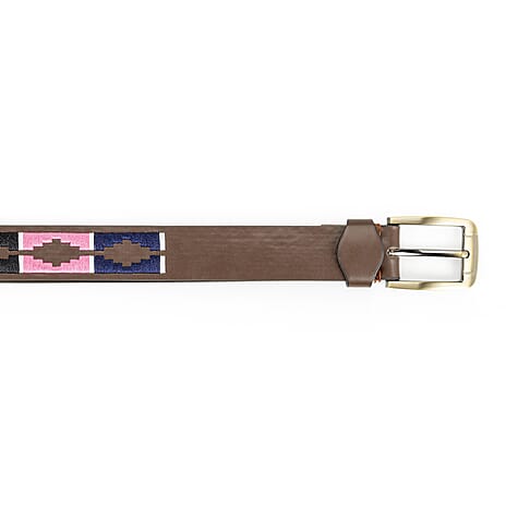 Coastal Premium Embroidered Polo Belt with Brass-Finish Buckle (Size M) - Pink