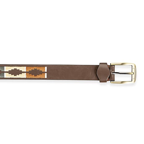 Coastal Premium Embroidered Polo Belt with Brass-Finish Buckle (Size XL) - Green