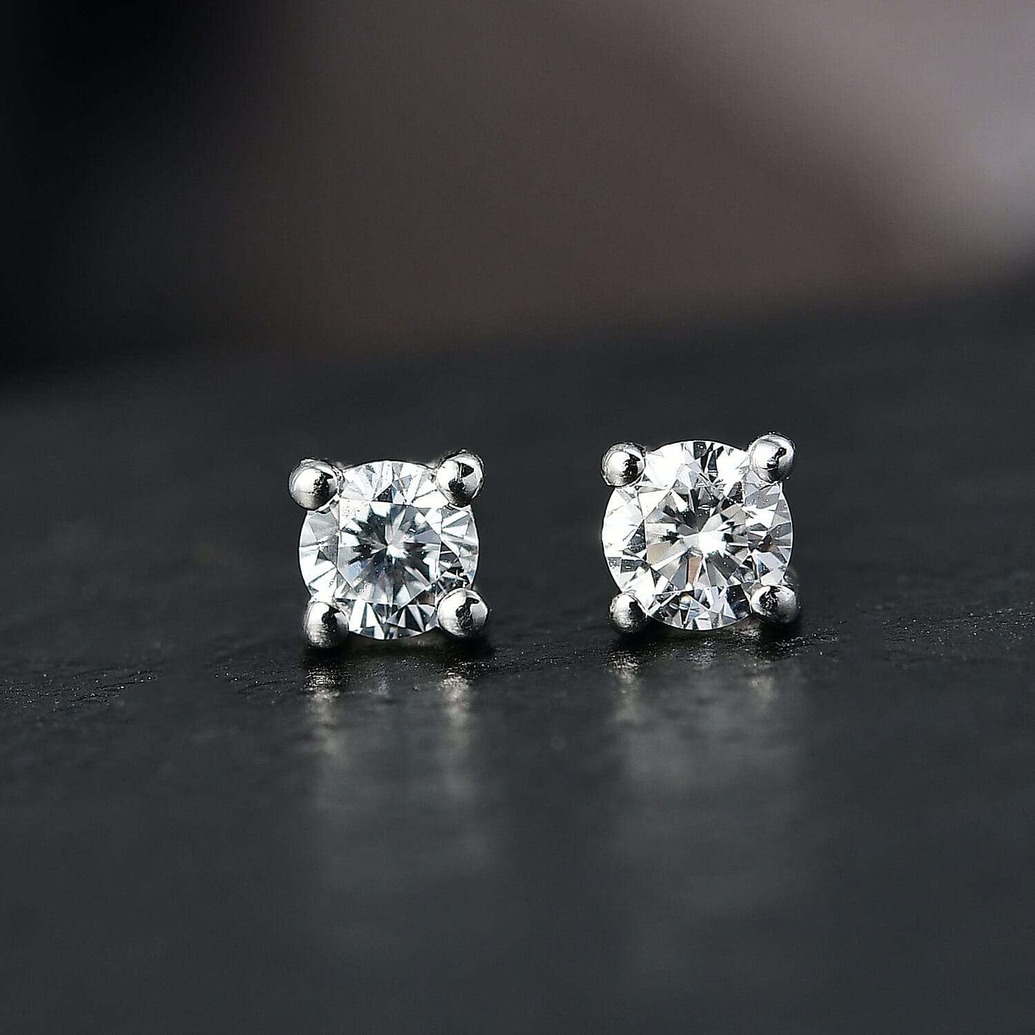 Luxuriant Lab Grown Diamond (SI-GH) Earring with Push Back in Rhodium Overlay Sterling Silver 0.51 Ct.