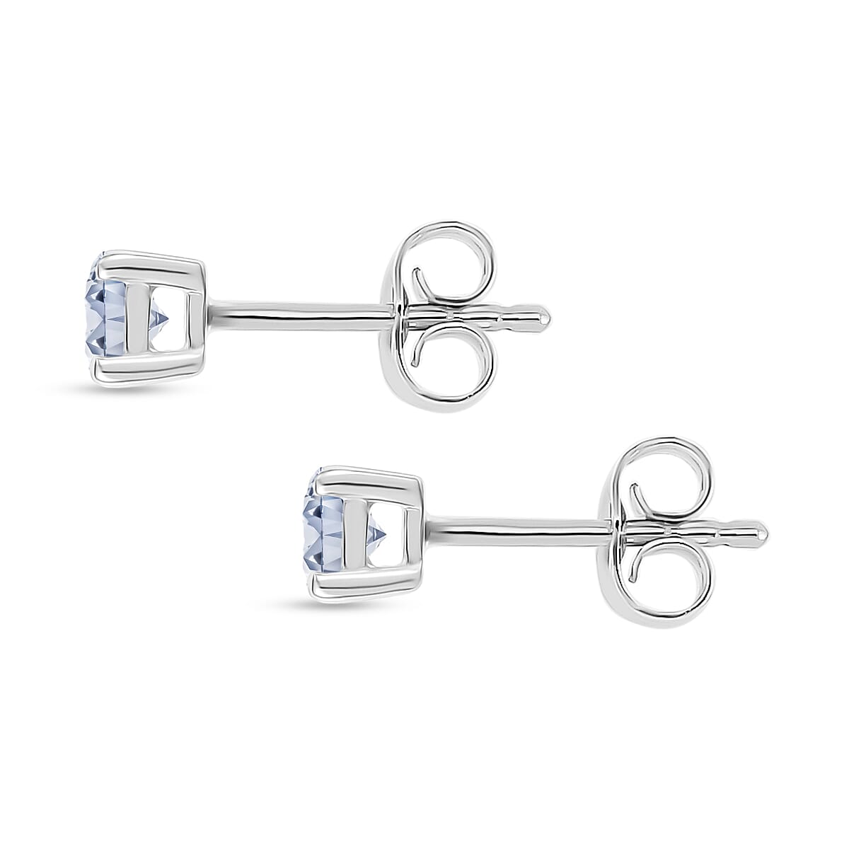 Luxuriant Lab Grown Diamond (SI-GH) Earring with Push Back in Rhodium Overlay Sterling Silver 0.51 Ct.