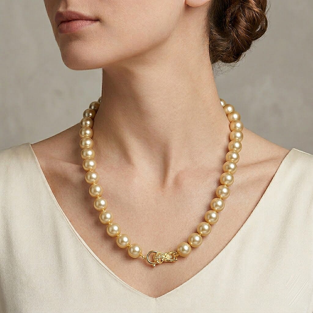Golden Shell Pearl Beads Necklace (Size - 20) 350.00 Ct.