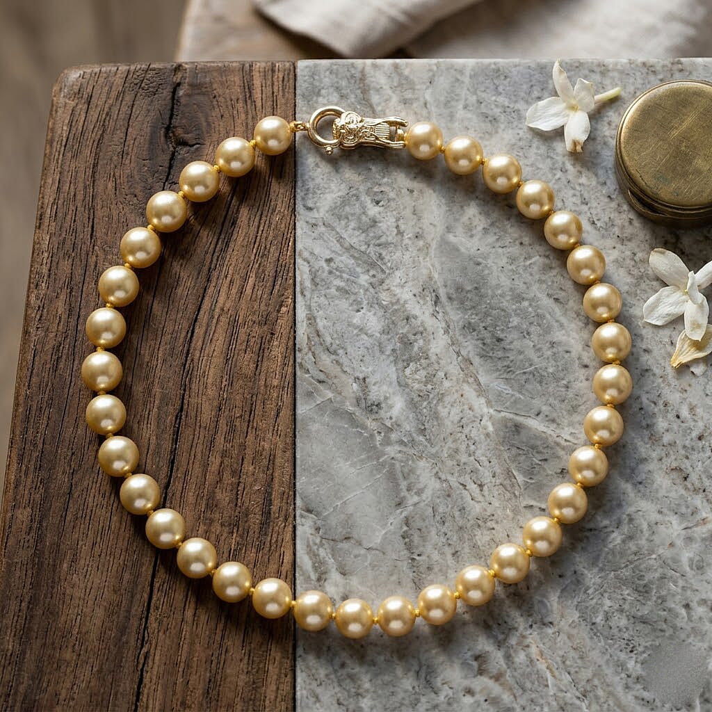 Golden Shell Pearl Beads Necklace (Size - 20) 350.00 Ct.