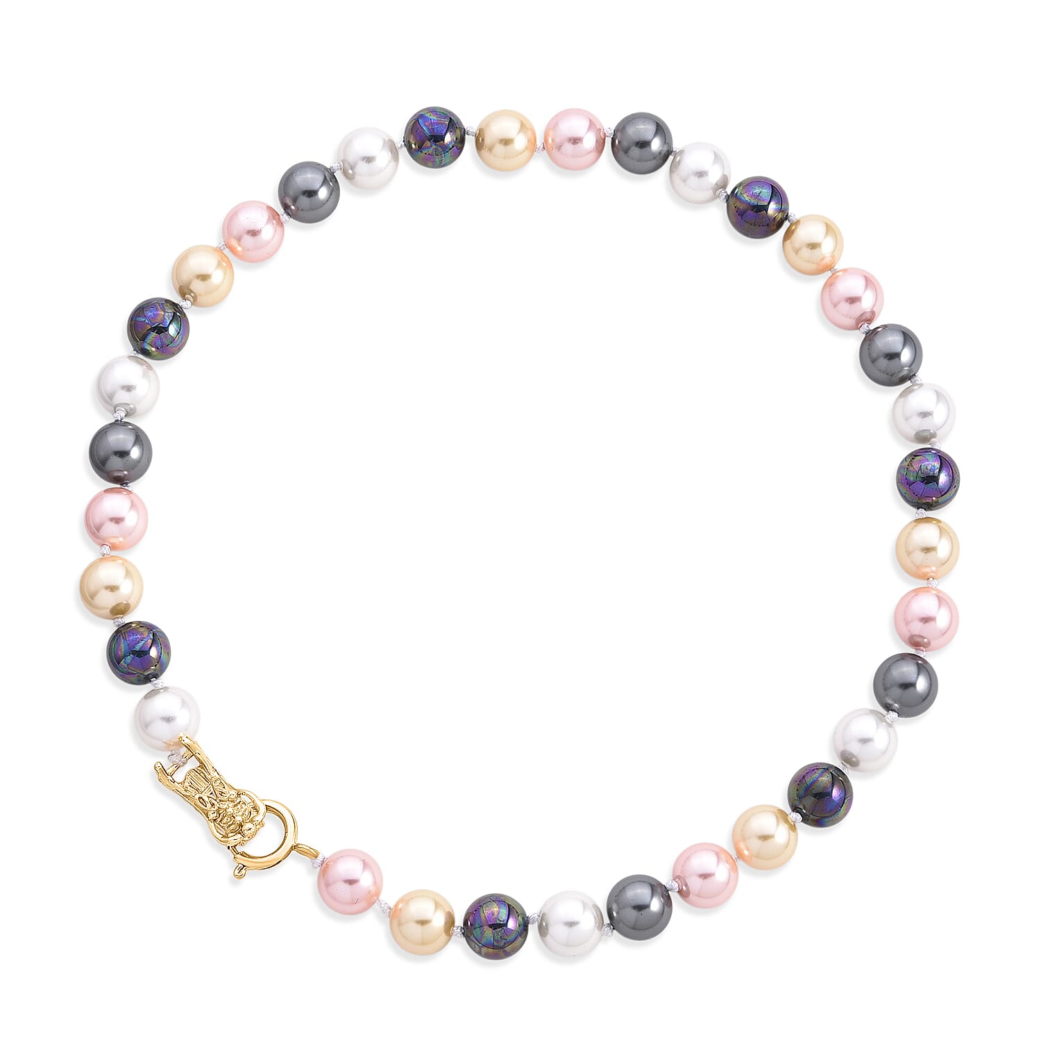 Multi Color Shell Pearl Beads Necklace (Size - 19) 350.00 Ct.