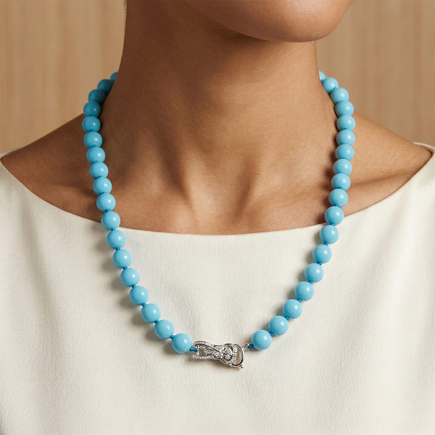 Sleeping Beauty Color Shell Pearl Beads Necklace (Size - 20) 350.00 Ct.