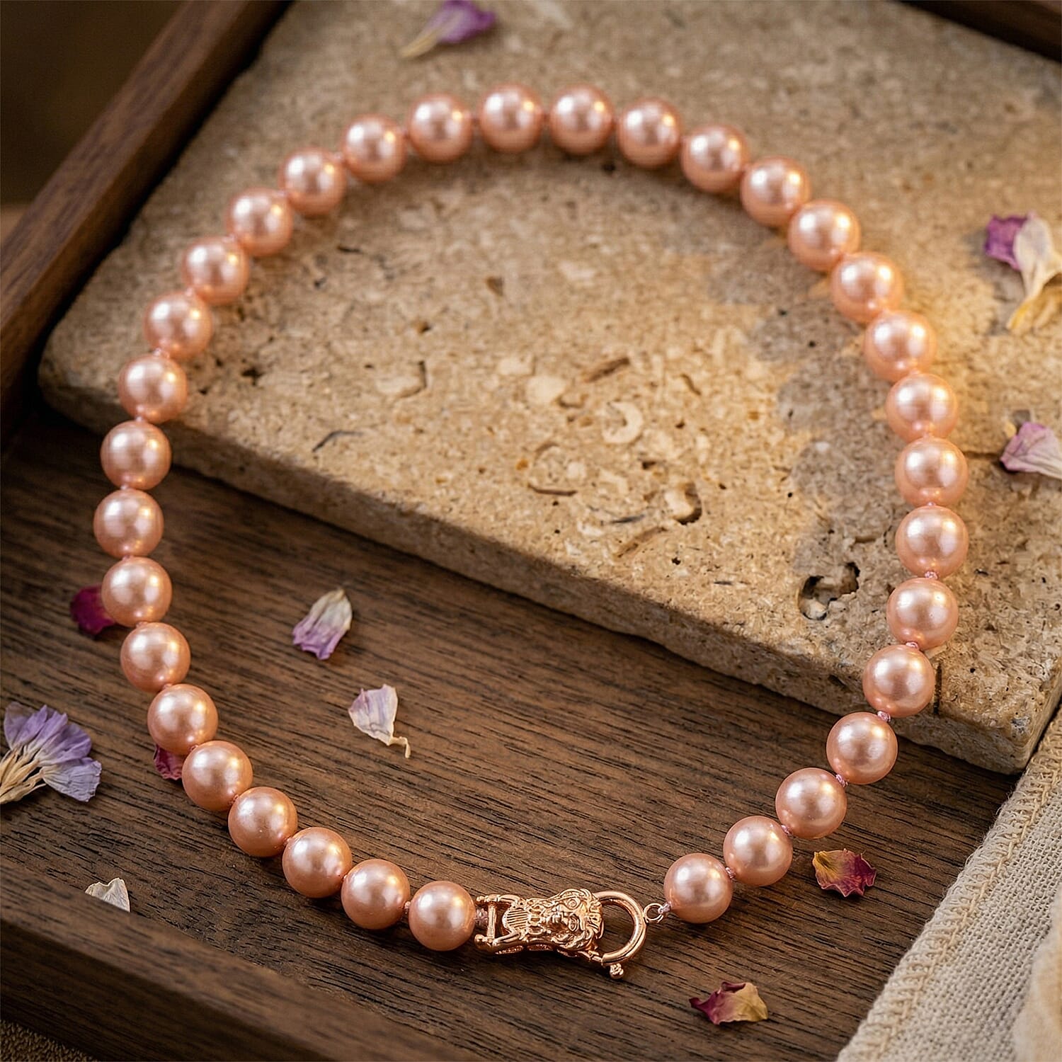Pink Shell Pearl Beads Necklace (Size - 20) 350.00 Ct.