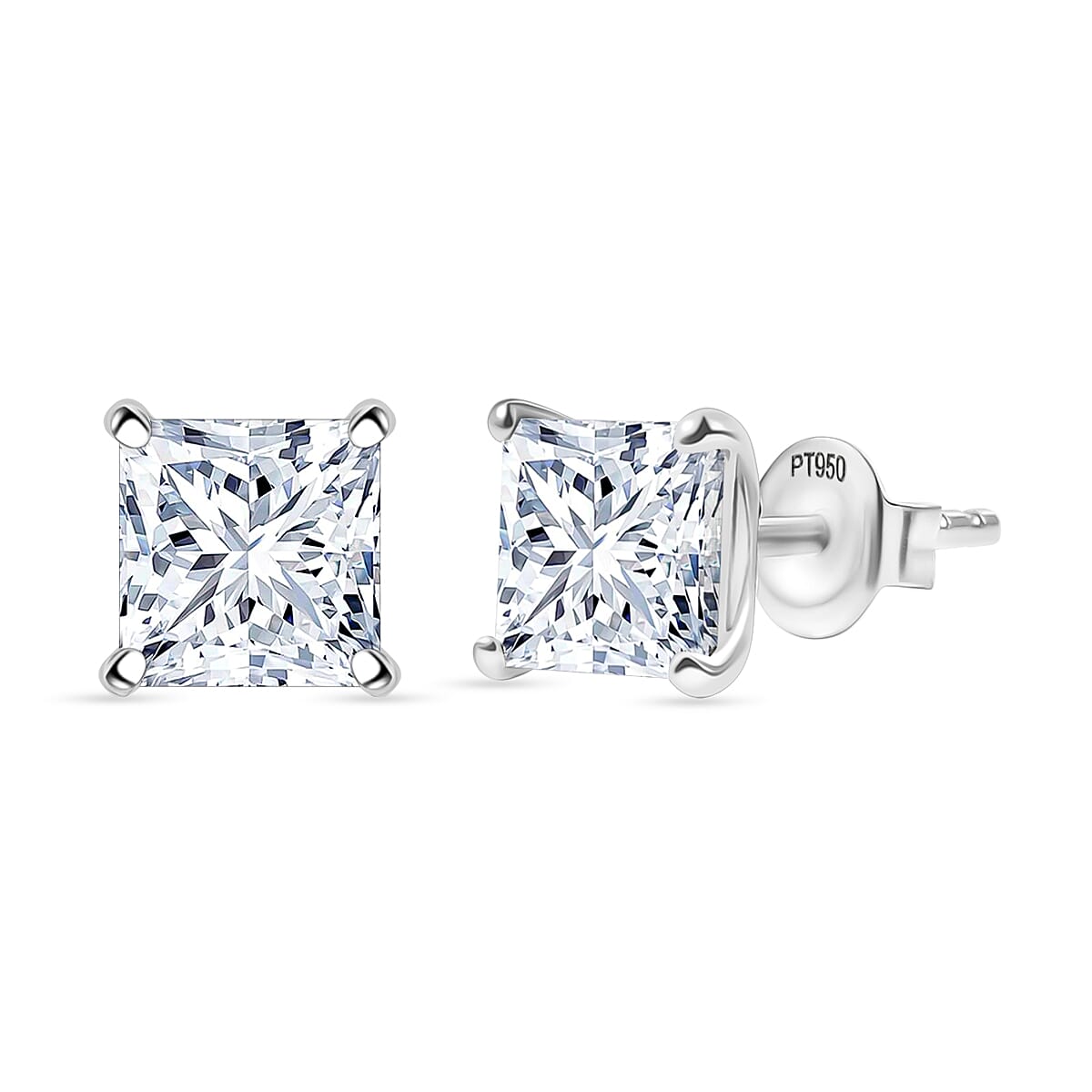 Luxuriant 950 Platinum VS Lab Grown Diamond EF, VS Solitaire Stud Push Post Earring, Platinum Wt.1.35 Gms  2.084  Ct.