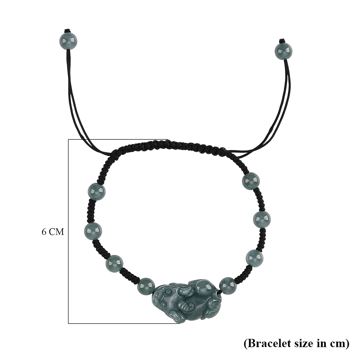 Natural Jade Pixiu Charm Adjustable Bracelet (Size - 6 to 9.5) 35.00 Ct.