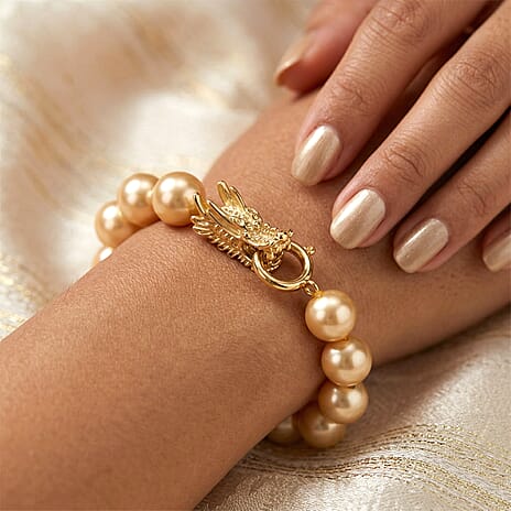 Golden Shell Pearl Beads Bracelet (Size - 8) 110.00 Ct.