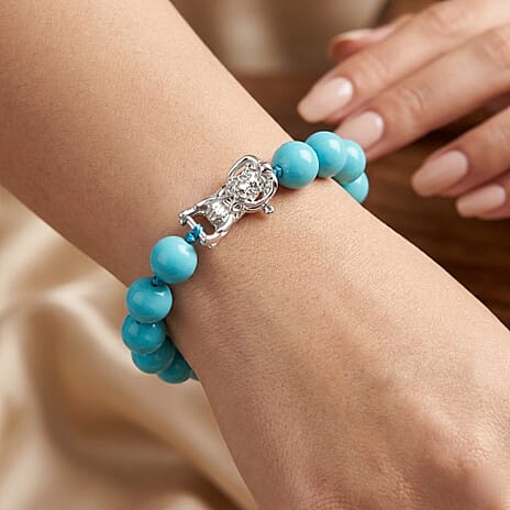 Sleeping Beauty Color Shell Pearl Beads Bracelet (Size - 8) 110.00 Ct.