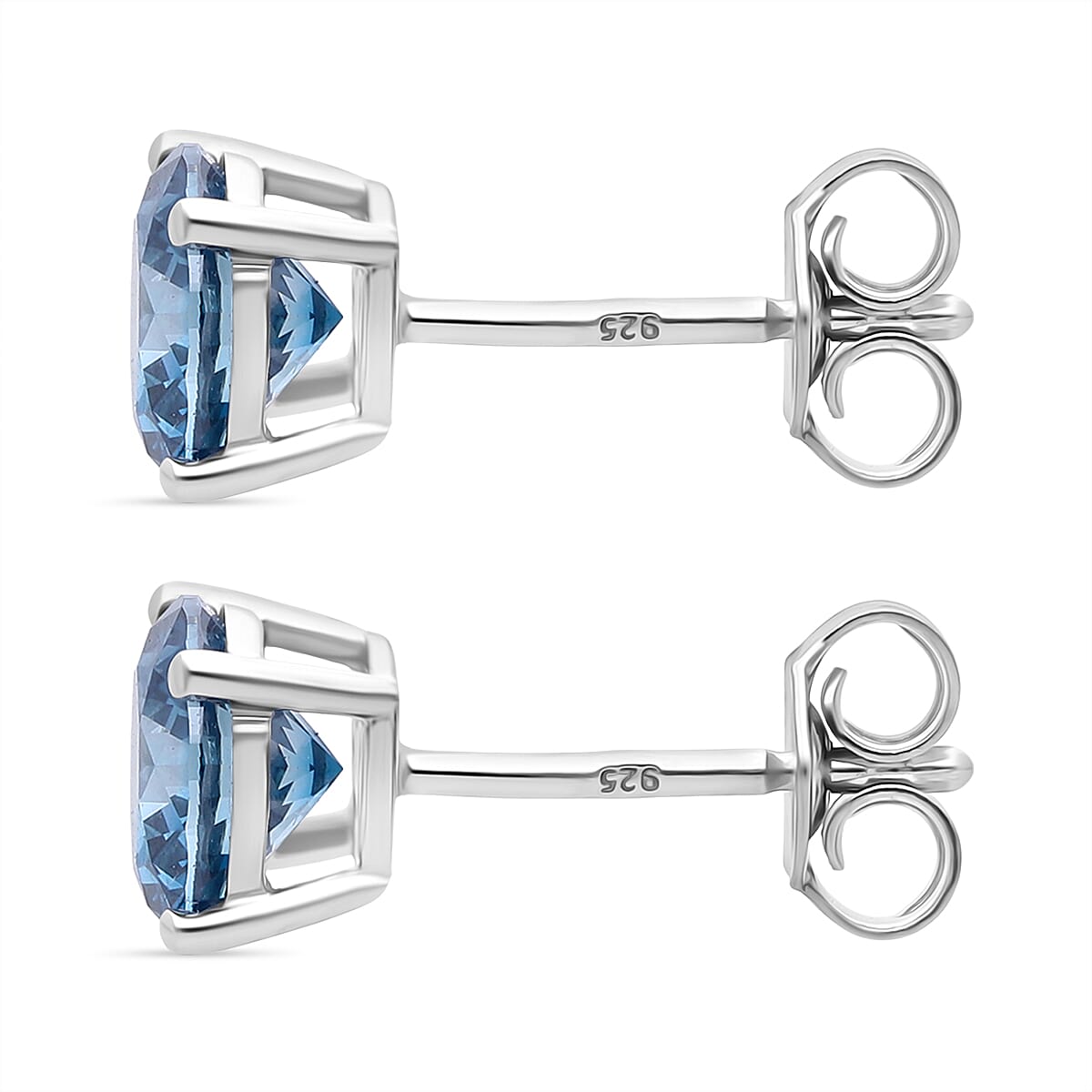 Luxuriant Lab Grown Blue Diamond Earring in Rhodium OverlaySterling Silver  1.000  Ct.