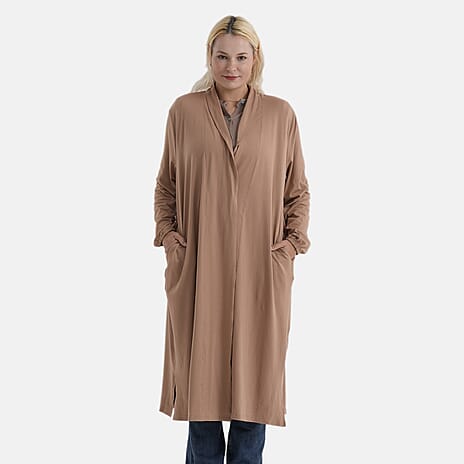 La Marey Longline Knitted Jersey Cardigan (Size 16 to 20) - Brown