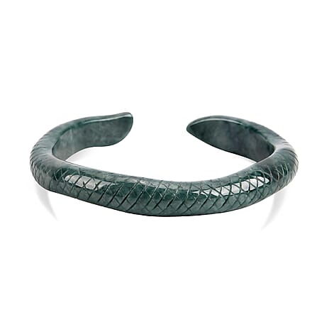 Natural Jadeite Jade Snake Carved Bangle (Size 8.25) 150.00 Ct.