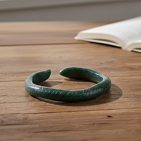 Natural Jadeite Jade Snake Carved Bangle (Size 8.25) 150.00 Ct.