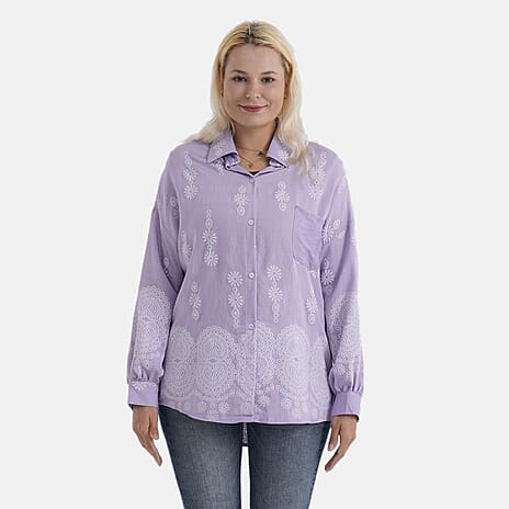 La Marey Floral Relaxed Fit Shirt (Size 20 to 22) - Purple