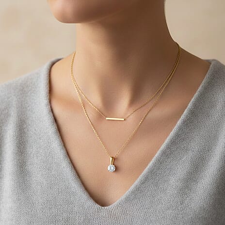 9K Yellow Gold NGIC Certified Lab Grown Diamond (VVS1-E) Heart and Arrow Pendant 1.00 Ct.