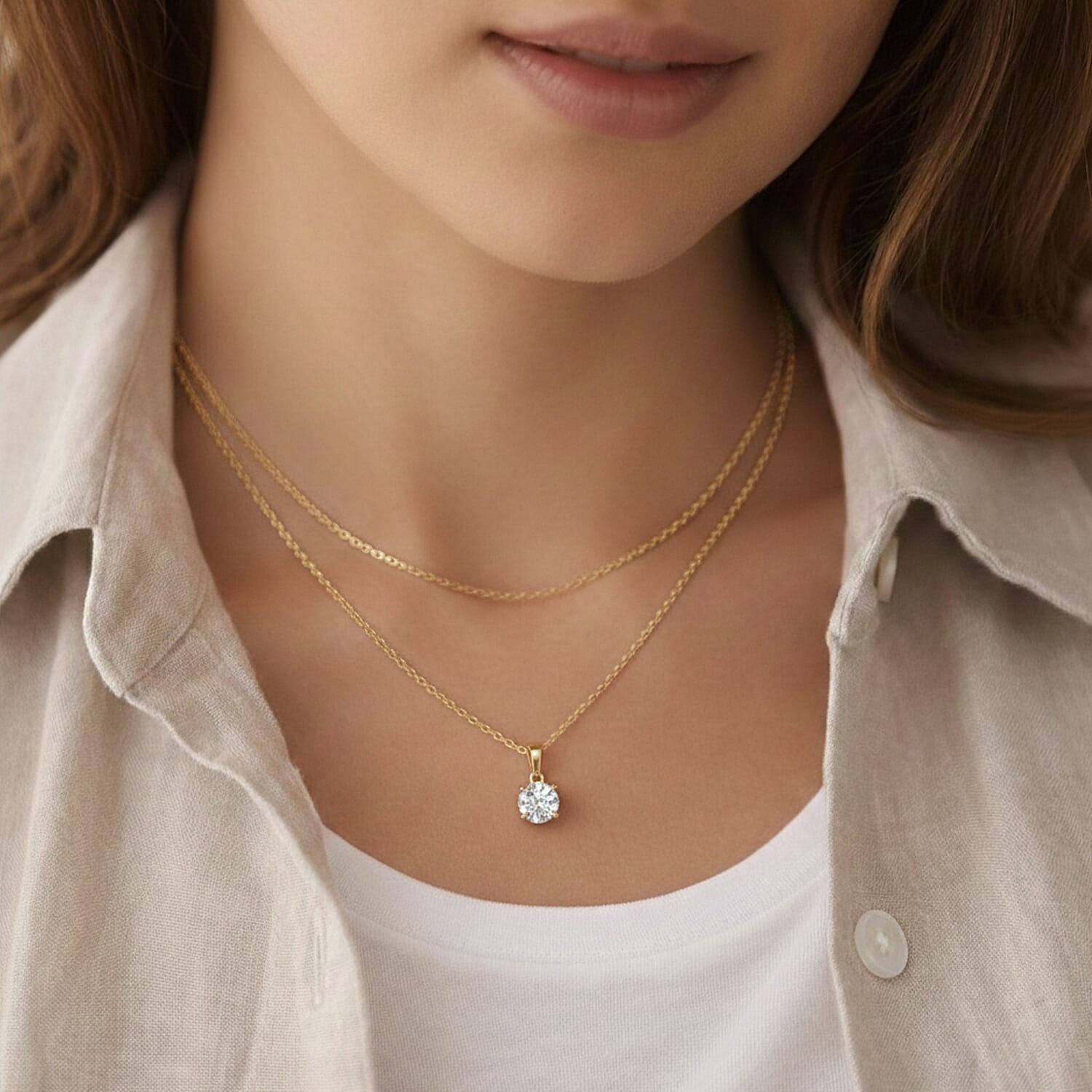 9K Yellow Gold NGIC Certified Lab Grown Diamond (VVS1-E) Heart and Arrow Pendant 1.00 Ct.