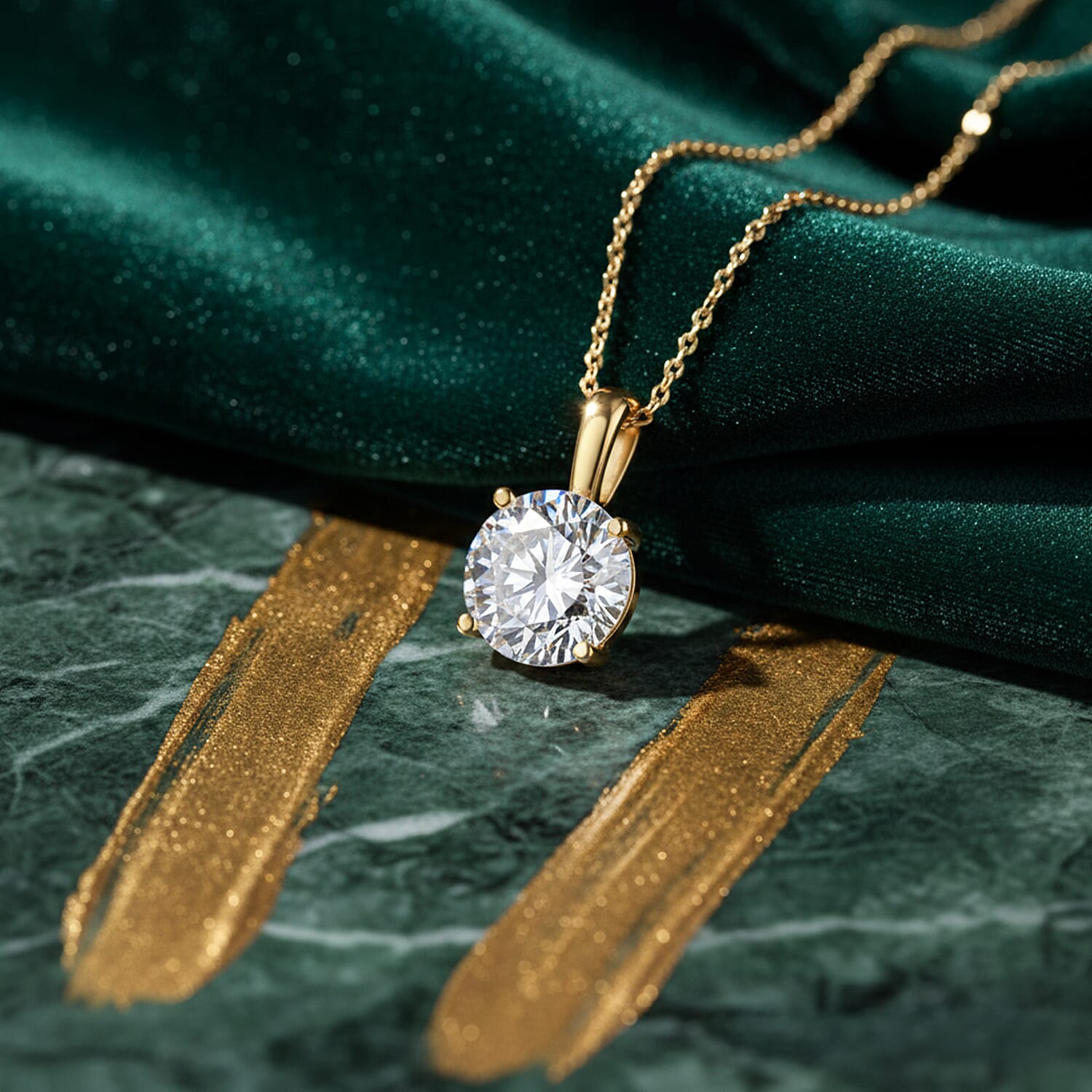 9K Yellow Gold NGIC Certified Lab Grown Diamond (VVS1-E) Heart and Arrow Pendant 1.00 Ct.