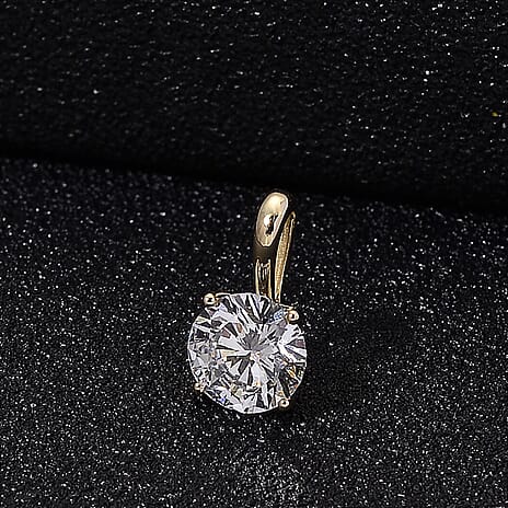 9K Yellow Gold NGIC Certified Lab Grown Diamond (VVS1-E) Heart and Arrow Pendant 1.00 Ct.