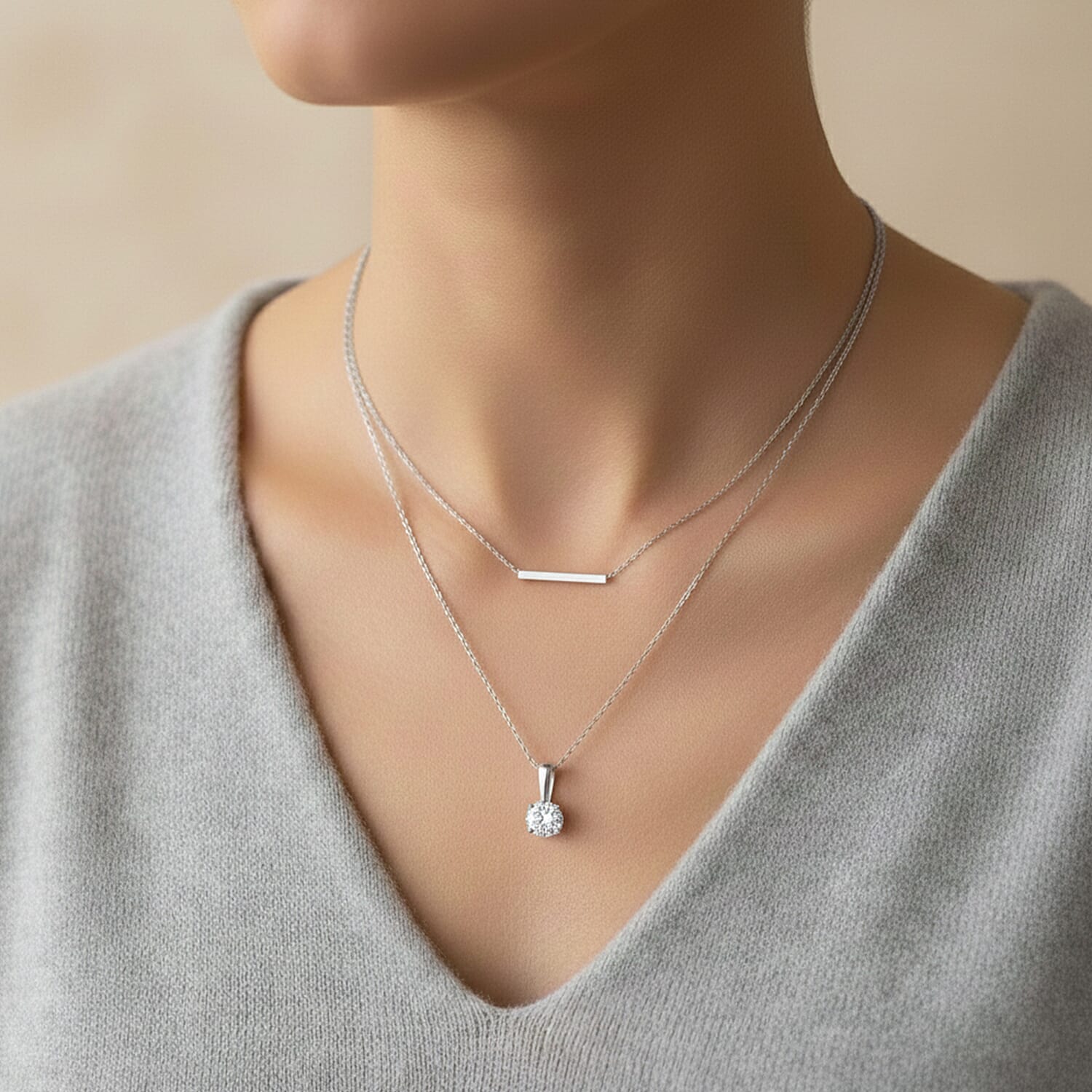 9K White Gold NGIC Certified Lab Grown Diamond (VVS1-E) Heart and Arrow Pendant 1.00 Ct.