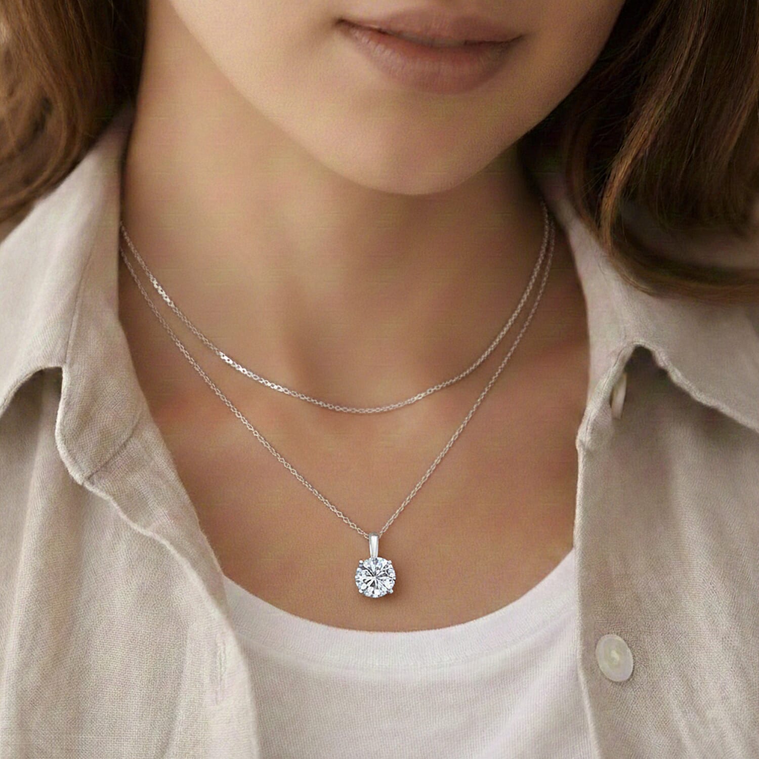 9K White Gold NGIC Certified Lab Grown Diamond (VVS1-E) Heart and Arrow Pendant 1.00 Ct.