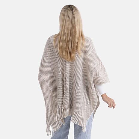 La Marey Relax Fit Tassel Cape (One Size, 8 to 20) - Beige