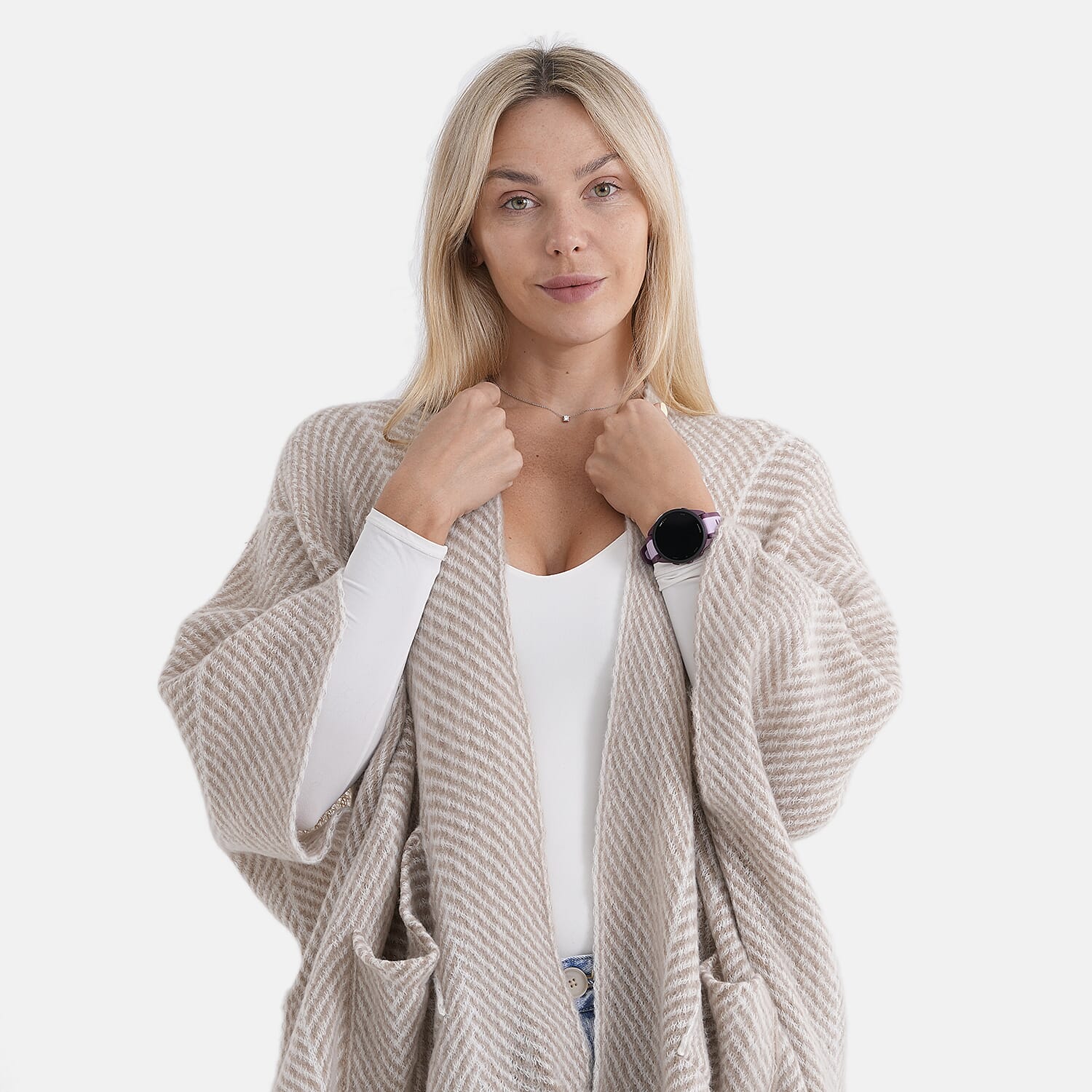 La Marey Relax Fit Tassel Cape (One Size, 8 to 20) - Beige