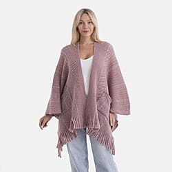 La Marey Relax Fit Tassel Cape (One Size, 8 to 20) - Dark Pink