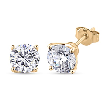 BLACK FRIDAY DOORBUSTER DEAL - 9K Yellow Gold NGIC Certified Lab Grown Diamond (VVS1-E) Heart and Arrow Earring with Push Back 2.00 Ct.