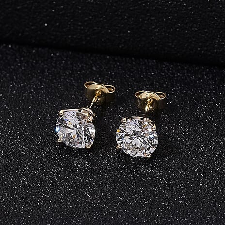 9K Yellow Gold NGIC Certified Lab Grown Diamond (VVS-E) Heart and Arrow Earring with Push Back 2.00 Ct.